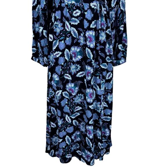 Loft Floral VNeck Long Sleeve Empire Waist Midi Dress Women's 4 Dark Whimsy NWT - Picture 5 of 13
